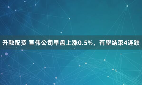 升融配资 宣伟公司早盘上涨0.5%，有望结束4连跌